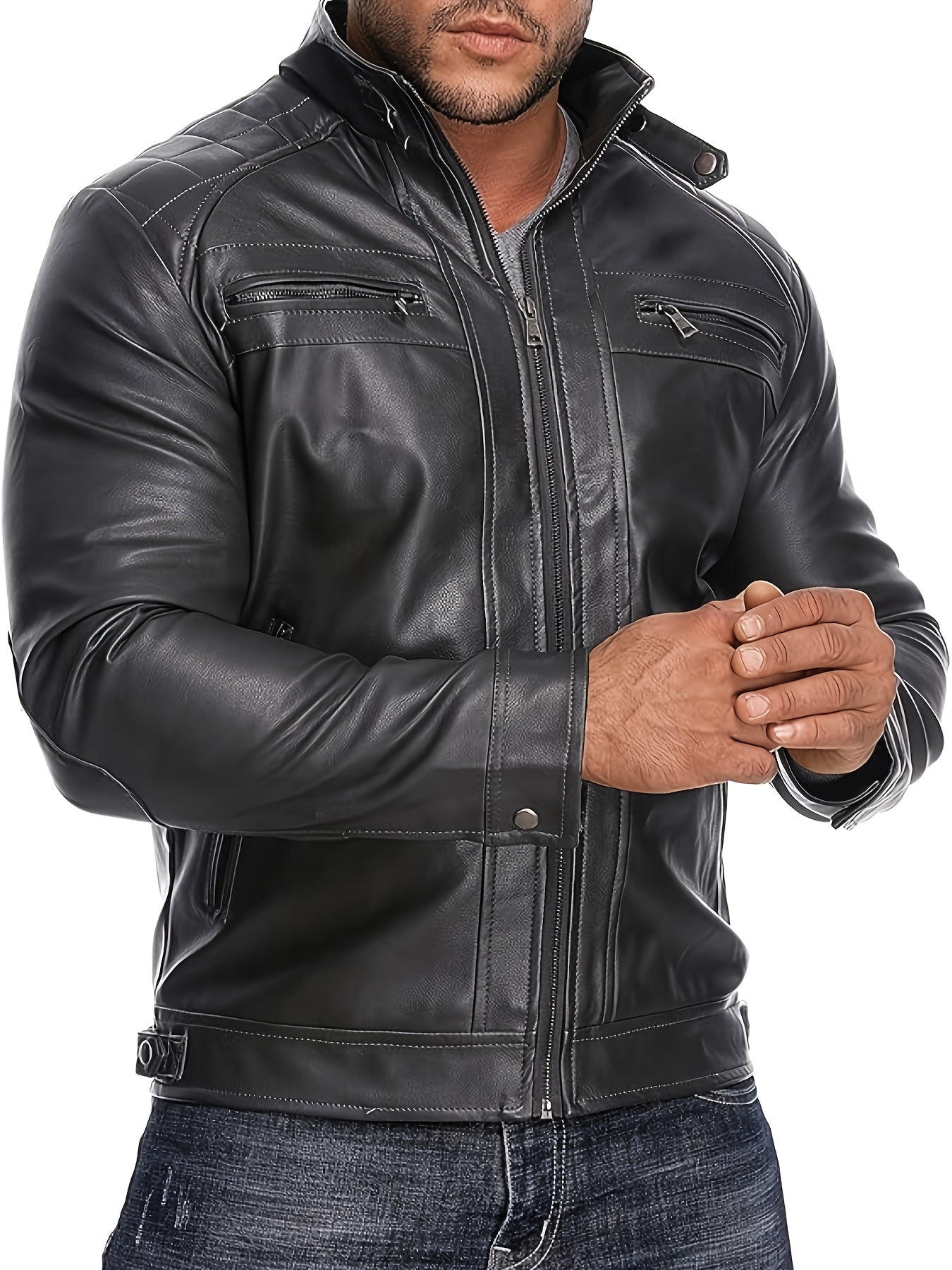 Men'S Lightweight Faux Leather Motorcycle Jacket Black, Coats For Men, Mens Coats, Motorcycle Riding Gear, Motorcycle Stuff, Biker Stuff, Men'S Coats, Motorcycle Clothes, Biker Gear, Jaket Mens, Veste En Cuir Homme, Motorcycle Apparel, Motorcycle Clothing