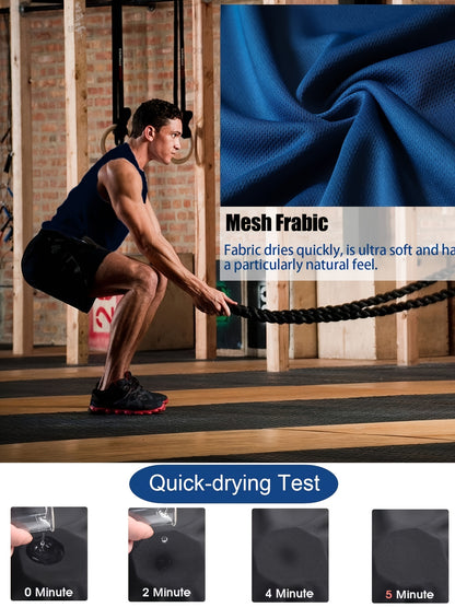 5pcs Men's Fitness Tank Top Sleeveless Mesh Muscle Fitness Shirt Quick Dry Fitness Tank Top Multi Color Fitness Training Wear, 2026, Valentine's Day, Gifts