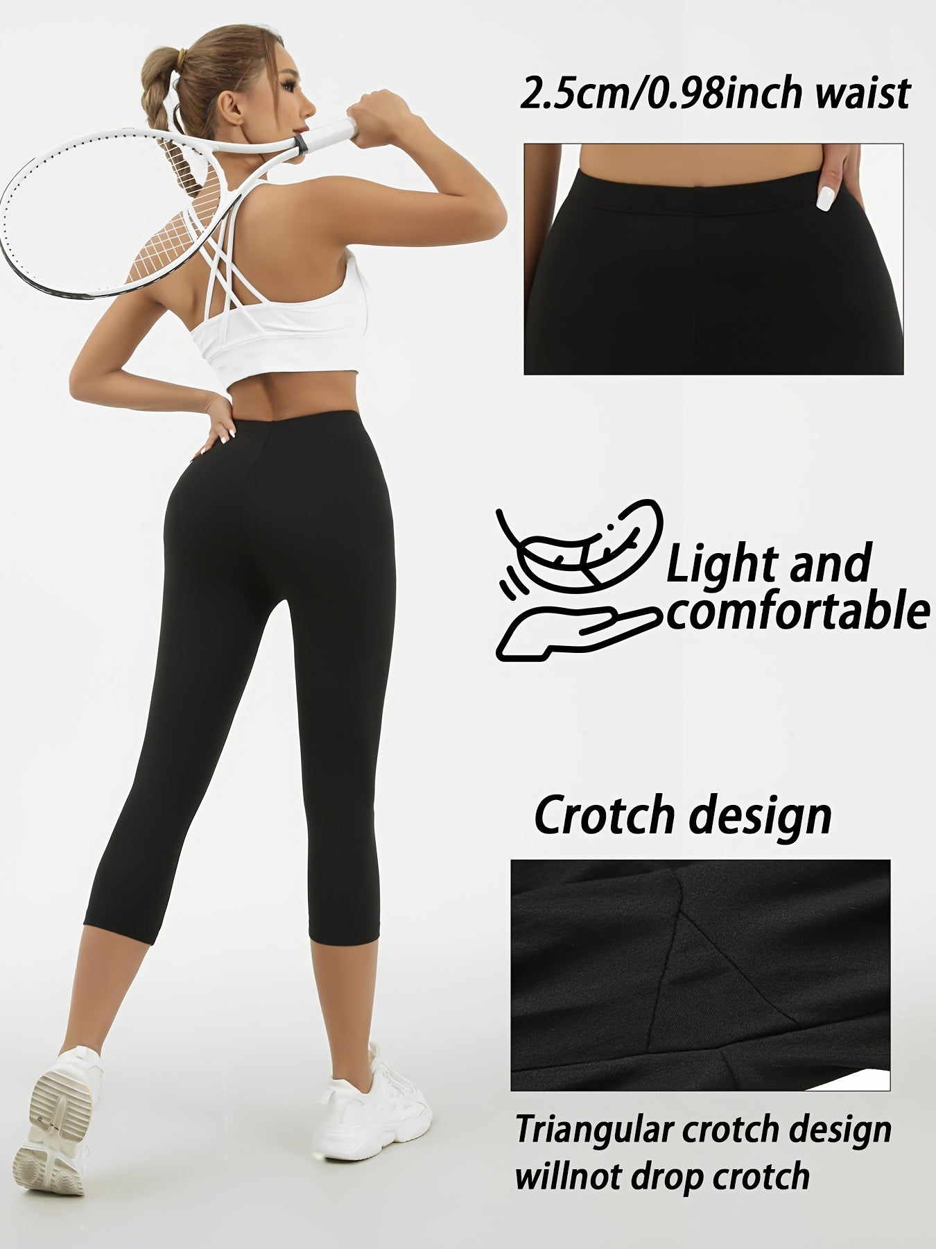 5 Pack LUCKYUM Women's High-Elastic Capri Athletic Leggings - Full Coverage Non-See-Through Workout Pants, Solid Color Yoga Running Gym Wear, 5pcs Bulk Pack for Team/ Use (Spring/Summer/Fall) - Machine Washable 5 Pack Offer