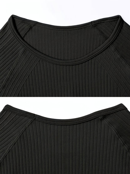Women's 2pcs Workout Set - Yoga Top & Leggings, Crew Neck, Medium Stretch, Solid Color, All-Season Activewear, Workout