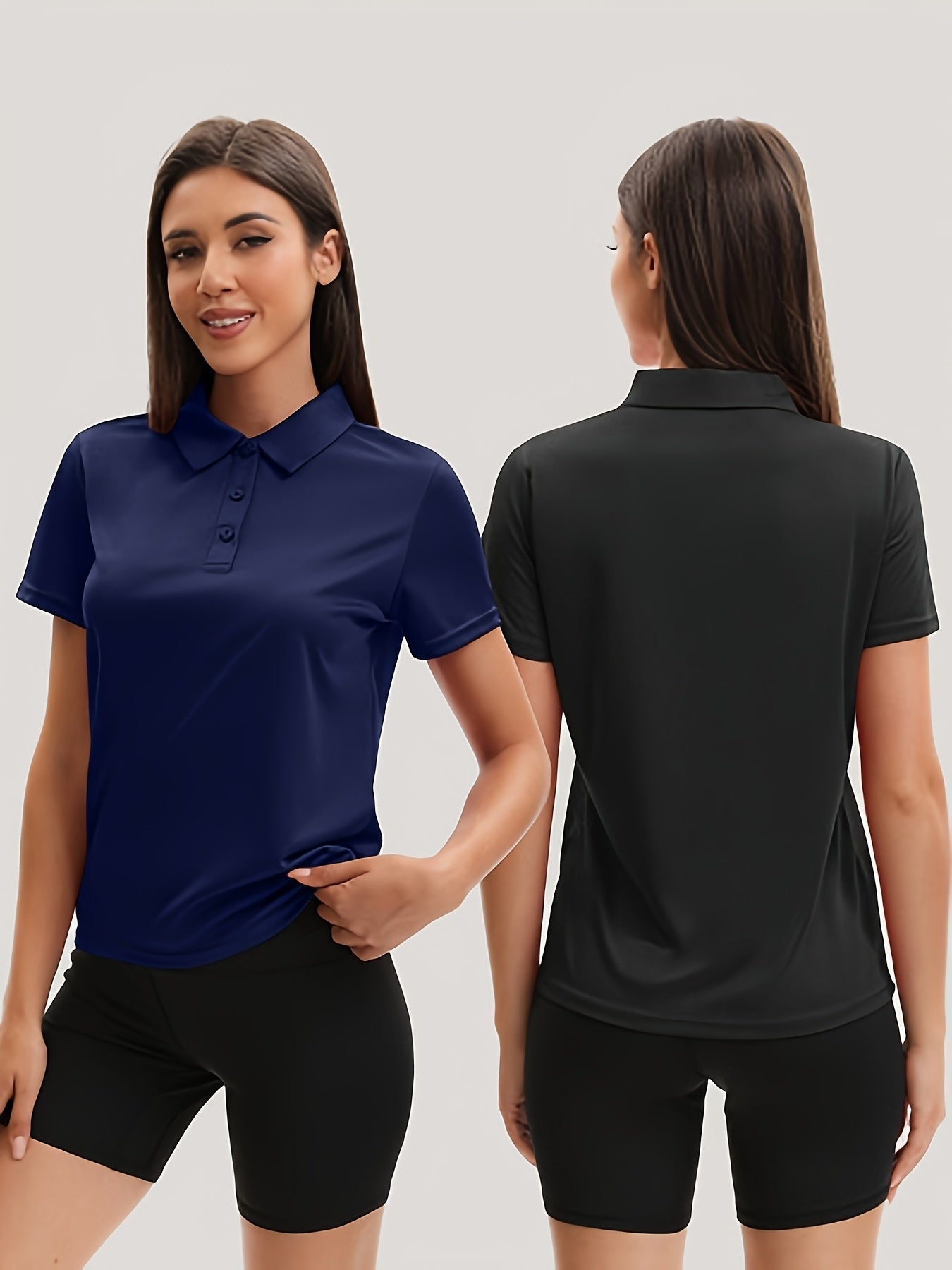5pcs Women'S Polo Collar Short Sleeved T-shirts, Tops, Moisture Wicking And Quick Drying Clothes With Buckle Collars, Fashionable And Slim Fit, Casual Clothes, Outdoor Morning Clothes, Clothes