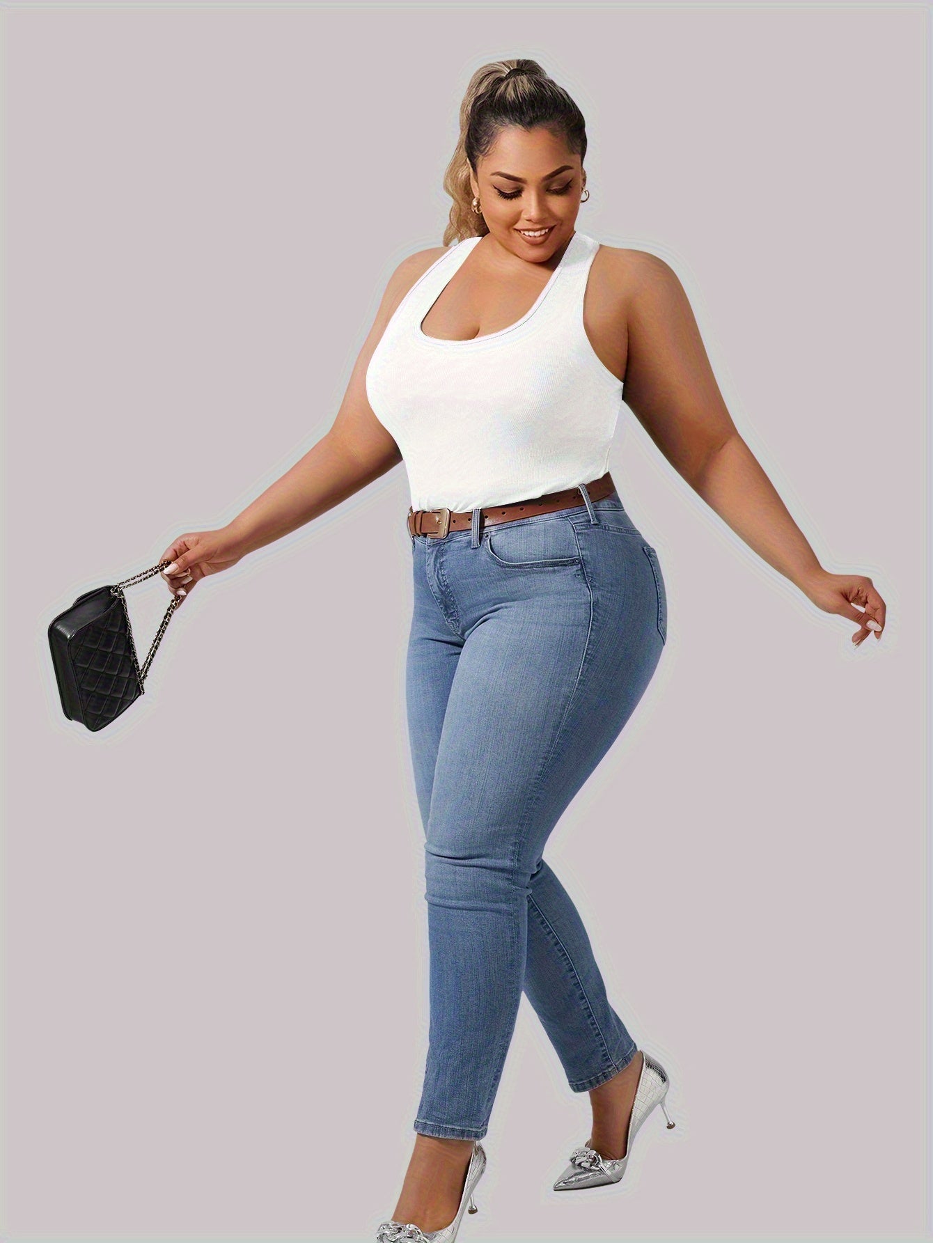 Plus Size - Plus Size - Plus-Size Women'S Spring Summer Fall Vest 2-In-1 Vest with Coaster I-Back Rib Casual Base Vest