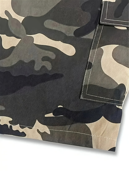 [Father'S Day Gift Choice] 3pcs Camo Cargo Shorts for Men, Knee-Length Shorts with Flap Pockets And for Hiking, Hunting, Fishing, Work Shorts for All Outdoors Activities