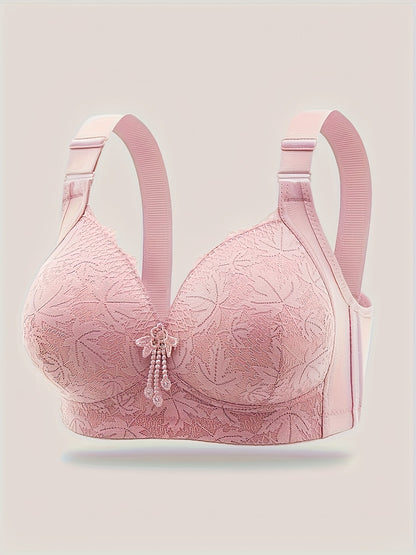 5pcs, Patterned, Adjustable, Gathered, Bra