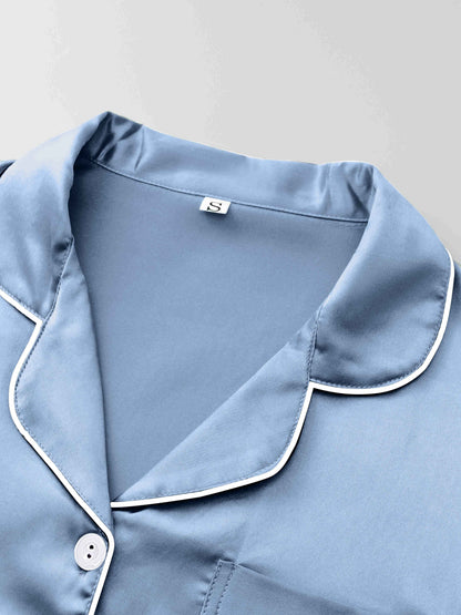 Casual Fashion Comfortable Spring/Summer/Autumn Satin Color Ding Short Sleeve Shirt & Elastic Shorts & Elastic Pants Three-piece Pajama Set