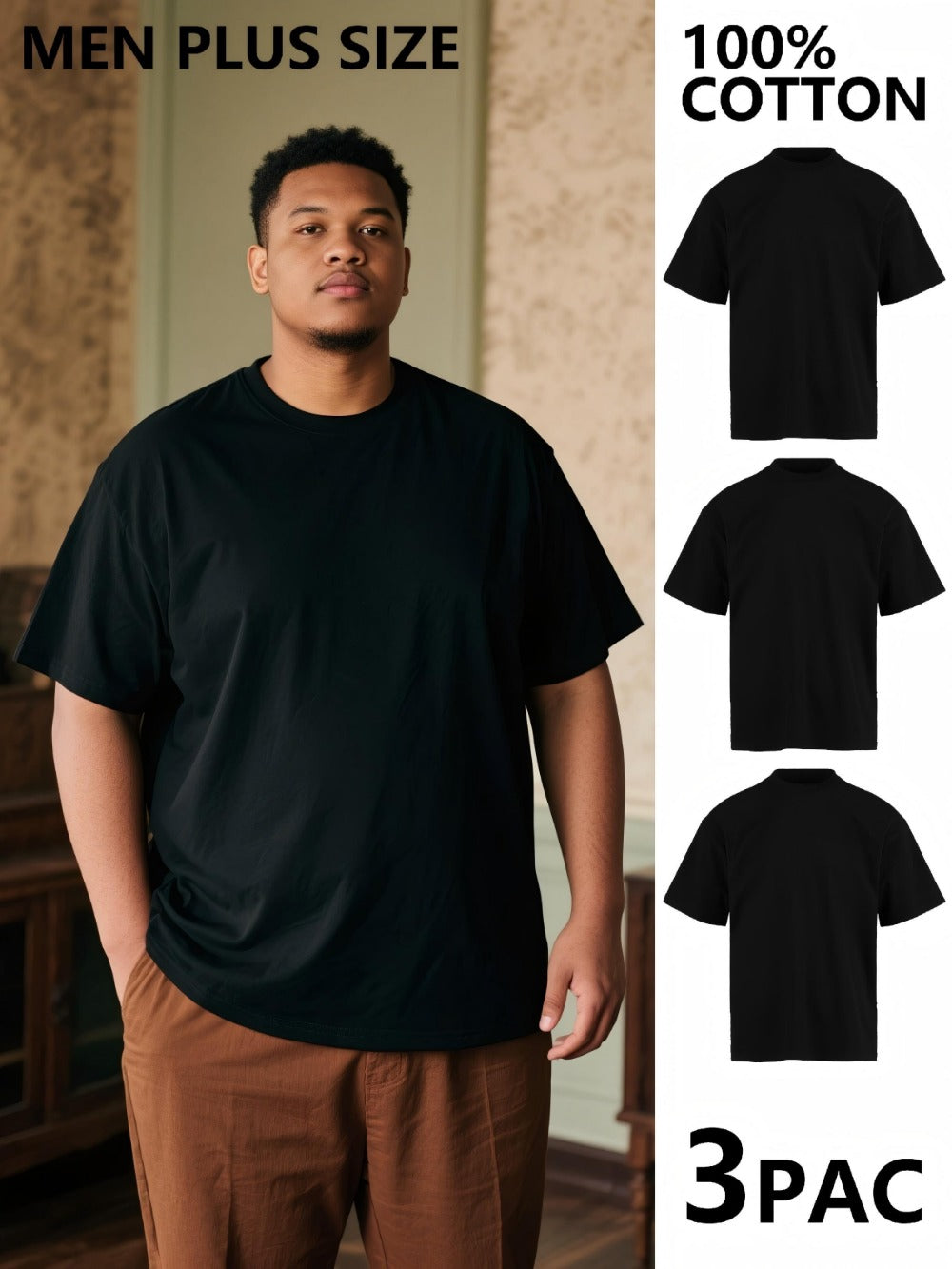 Men's Solid Color Shirt - Crew Neck Short Sleeve 507237