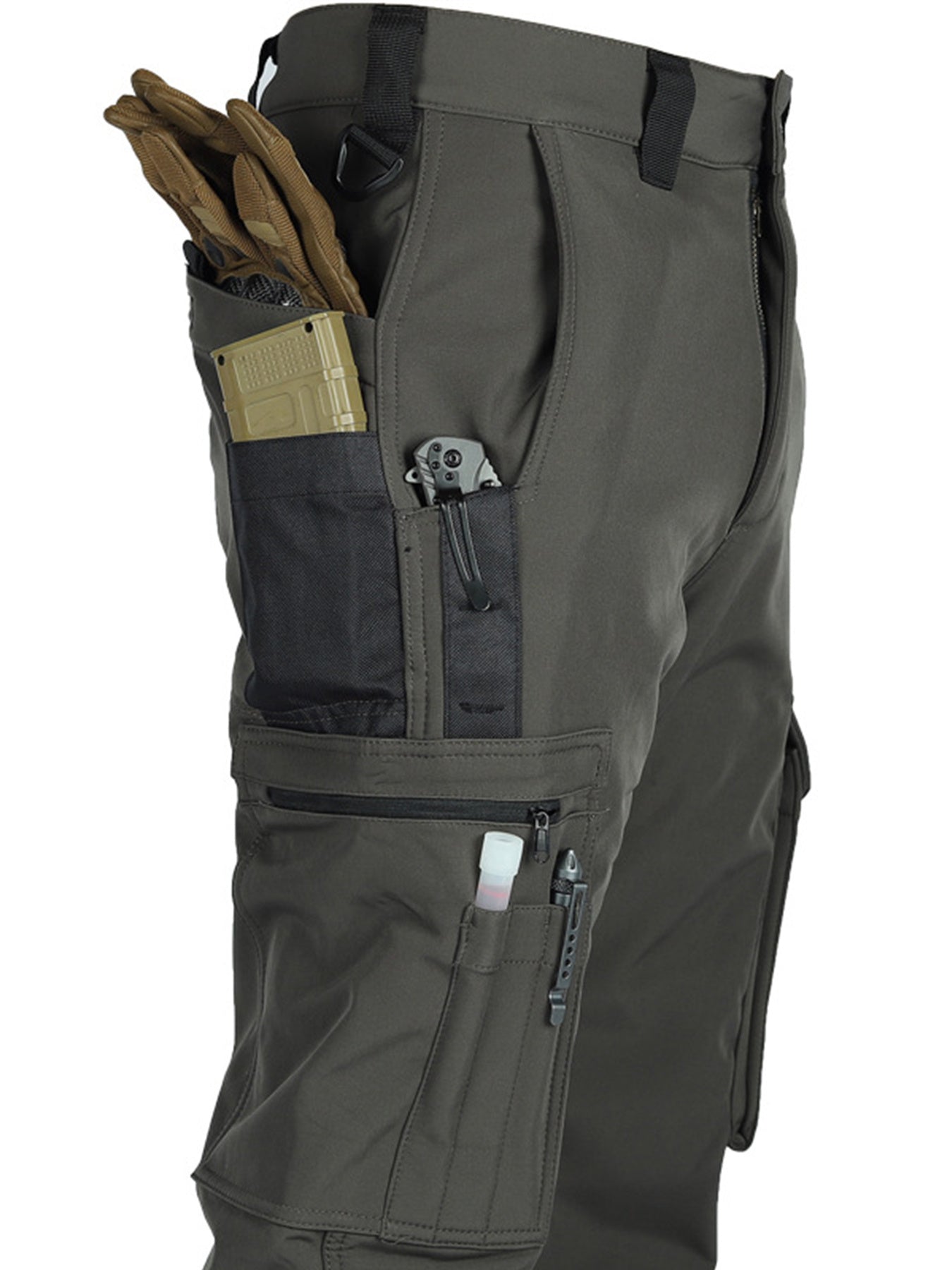 Men's Heavy-Duty Tactical Winter Pants - Thickened Insulated Work Pants with Multi-Pocket Design, MOLLE System Compatible for Hiking, Hunting, Construction - All-Season Outdoor Pants, Winter Work Pants for Men, Mens Winter Pants, Baggy Snow Pants