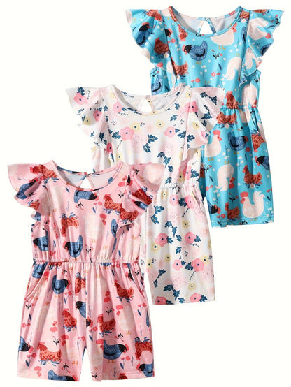 Girls' Mixed Casual Outfit Set - 3-Piece