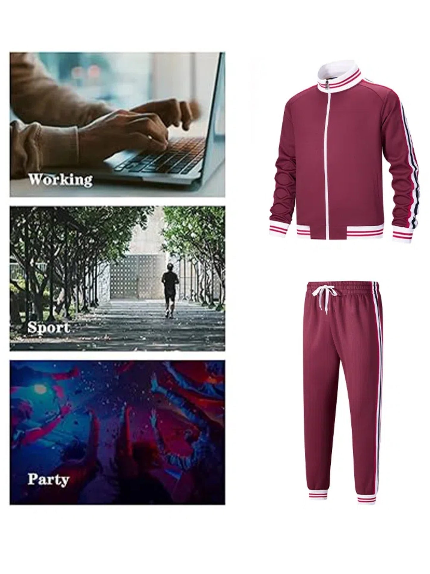 Men Track Suits Sets Long Sleeve Full-zip Sweatsuit Active Jackets And Pants 2pcs Outfits