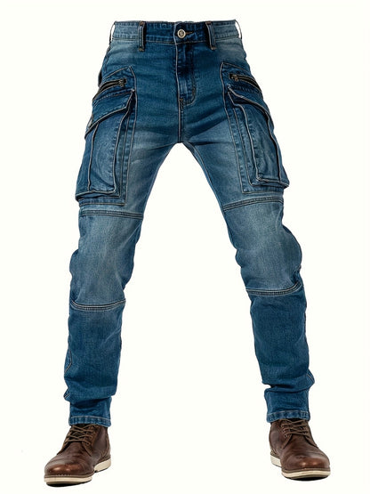 Men's Straight Leg Jeans - Vintage Wash Clean Finish Streetwear