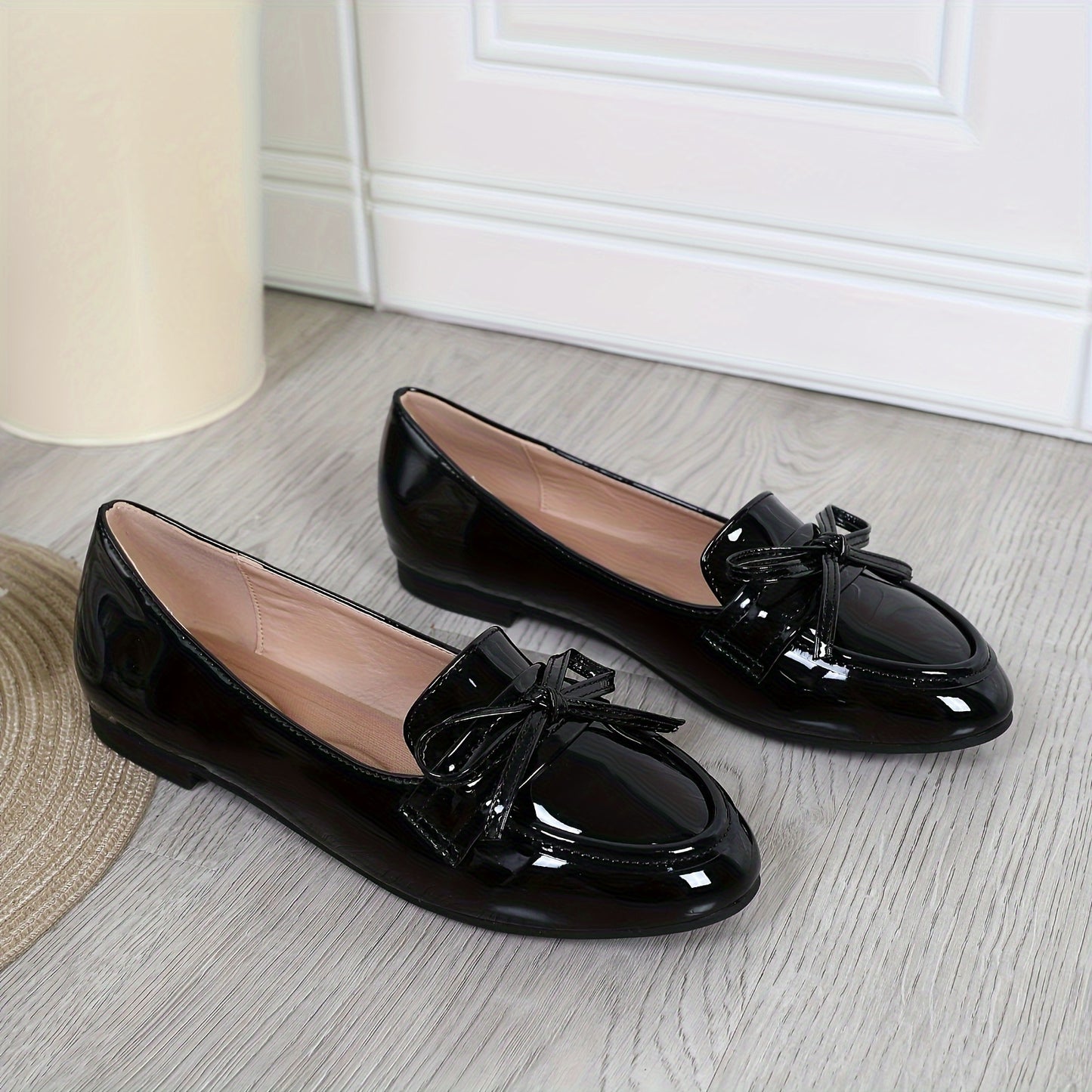 Winter Shoes New Women's Simple Solid Color Four Seasons Round Head Style Large Bow Lightweight Single Shoe, Women Shoes