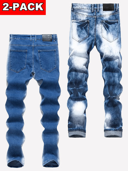 2-Pair Men's Slim Jeans, Stretch Comfort Fit, Vintage And Washed Denim Styles, Must-Have