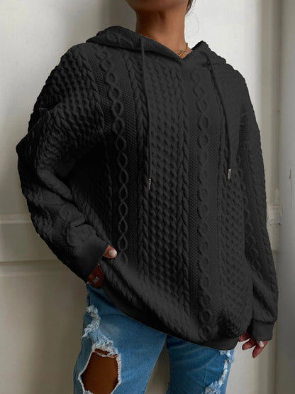 2025 Fall/Winter Hot! American Solid Color Cable Hoodie for Women, Loose Retro Top, Lazy Style, Versatile for Streetwear And Daily Wear