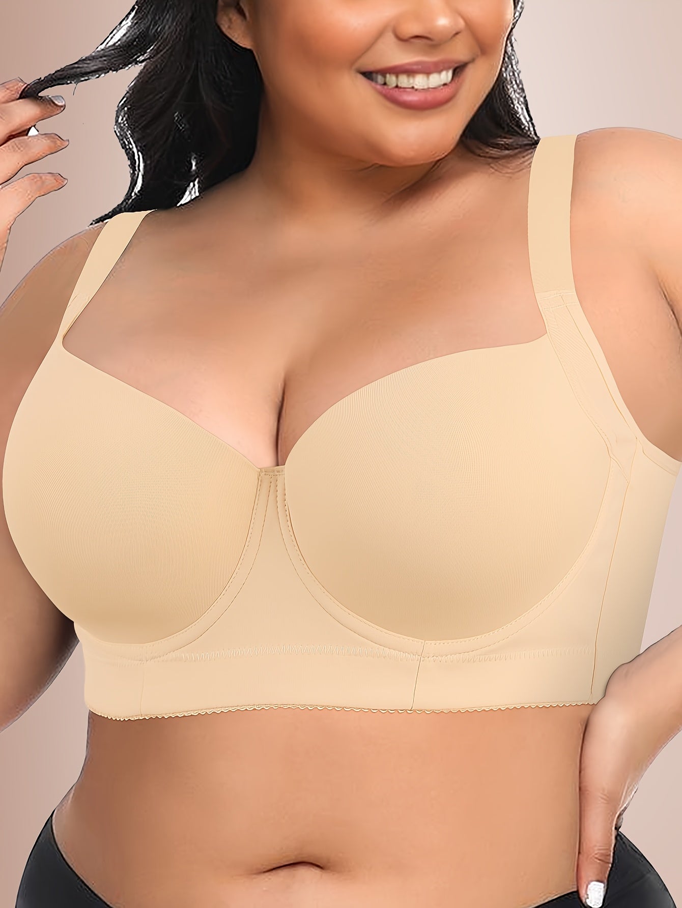 Seamless Large Size Push-up Bra for Women with Wide Shoulder Straps, Comfortable And Simple Bra