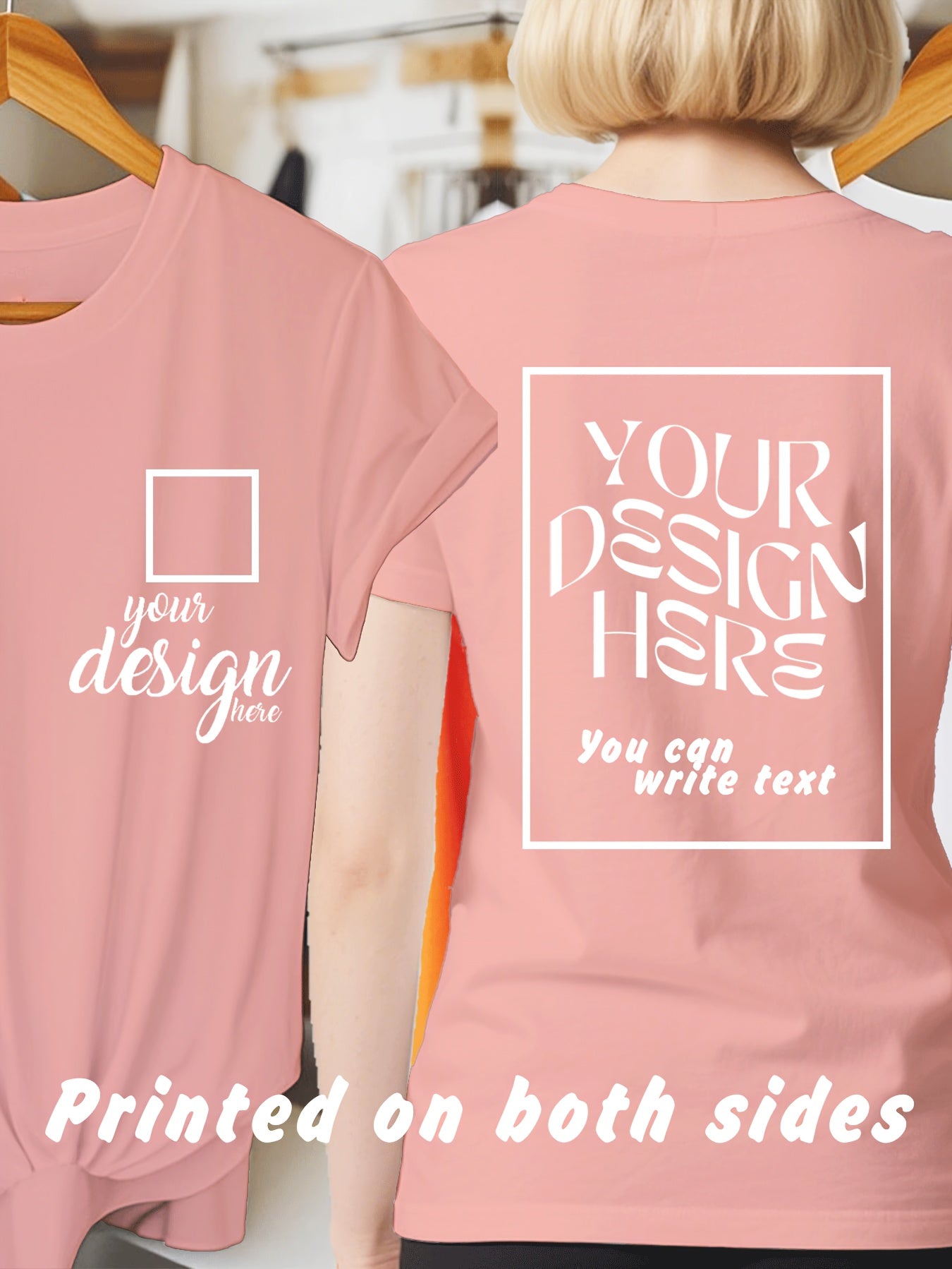 Women's Red Printed Short-Sleeve T-Shirt - product view 39