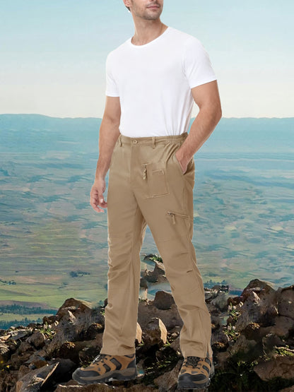 Men'S Cargo Pants /Spandex Scratch-Resistant Outdoor Training Trousers Lightweight with 9 Utility Pockets, Work Pants for Men Zippered Hem Design, Elastic Waistband for Daily Commuting, Office, And Outdoor Activities (Belt Not Included)