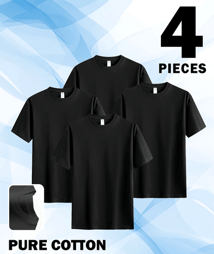 4 Pieces of Unisex Round Neck Cotton T-shirt Basic, Soft, Comfortable And Breathable, Essential for Sports Exercise And Fitness, Daily Casual Trend Wear, Suitable for Summer And Autumn, Local Warehouse Delivery