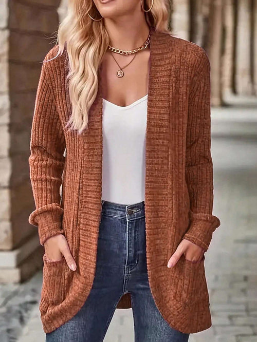 Women's Chic Office to Party Cardigan - Long Sleeve Open Front Jacket, Machine Washable Fall/Winter Coat with, Elegant Everyday Outerwear for Women