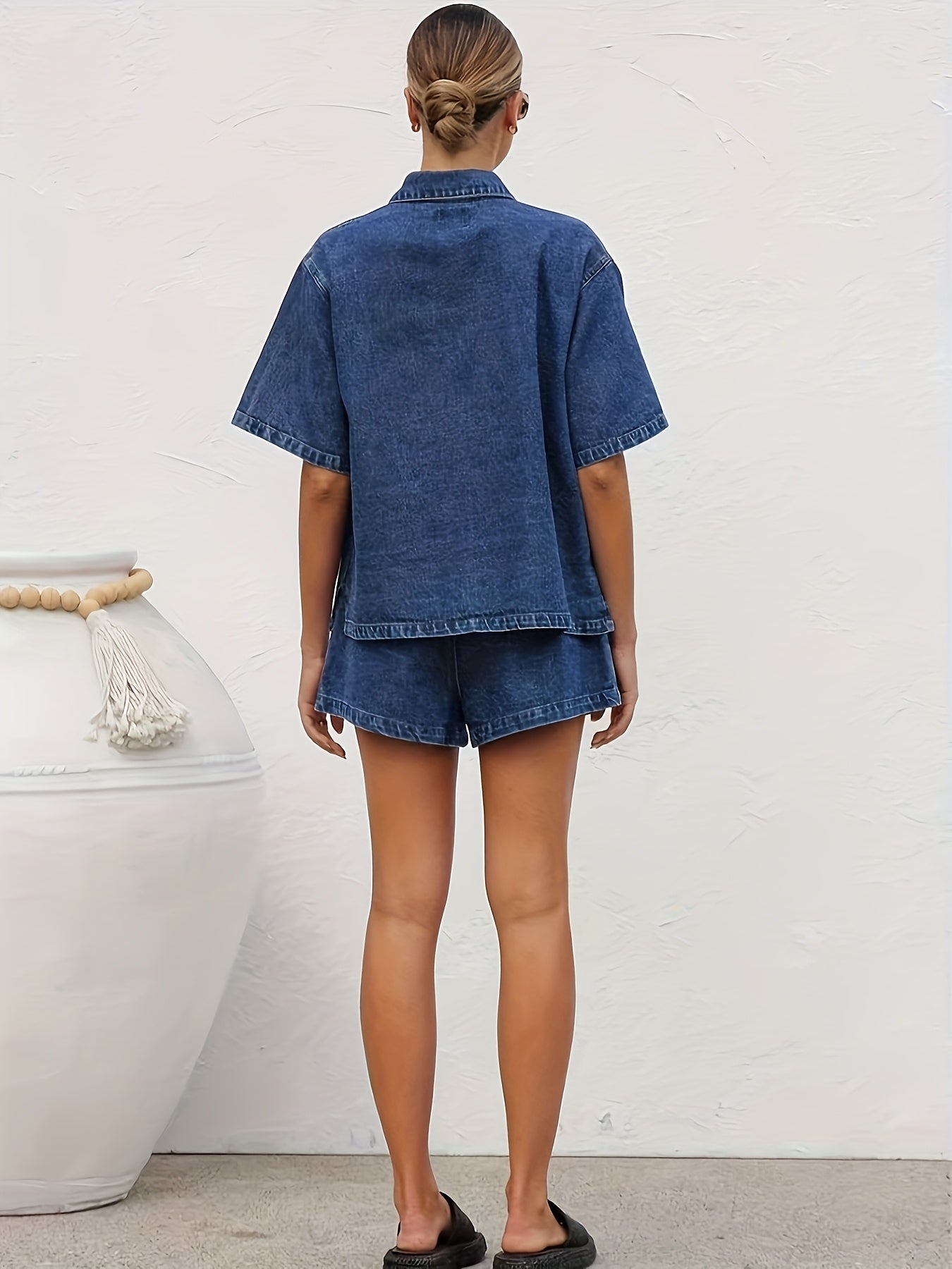 Women's Blue Denim Shorts - product view 6