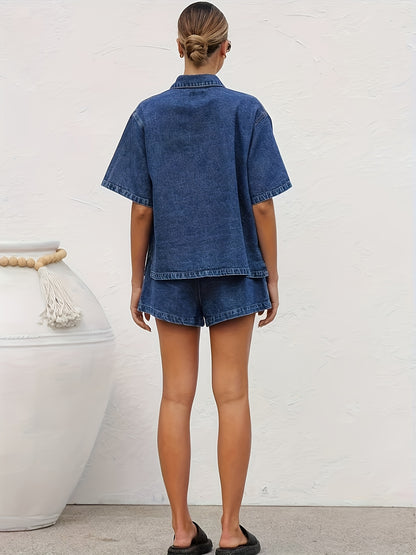 Women's Blue Denim Shorts - product view 2