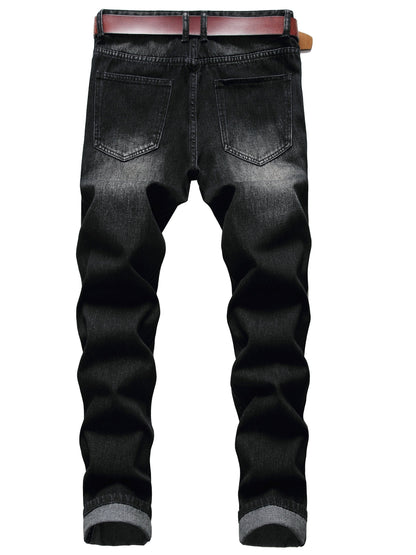Casual Trend Jeans for Men in Black with a Slim Fit And Ripped Design