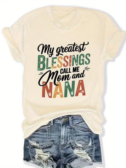 Plus Size - Plus Size - Short Sleeve Crew Neck T-Shirts for Plus Size Women (1XL-5XL) Featuring Patterns And Letter Designs, Made from Soft And Comfortable Fabric, Perfect for Festive Occasions, Making an Excellent Holiday Gift