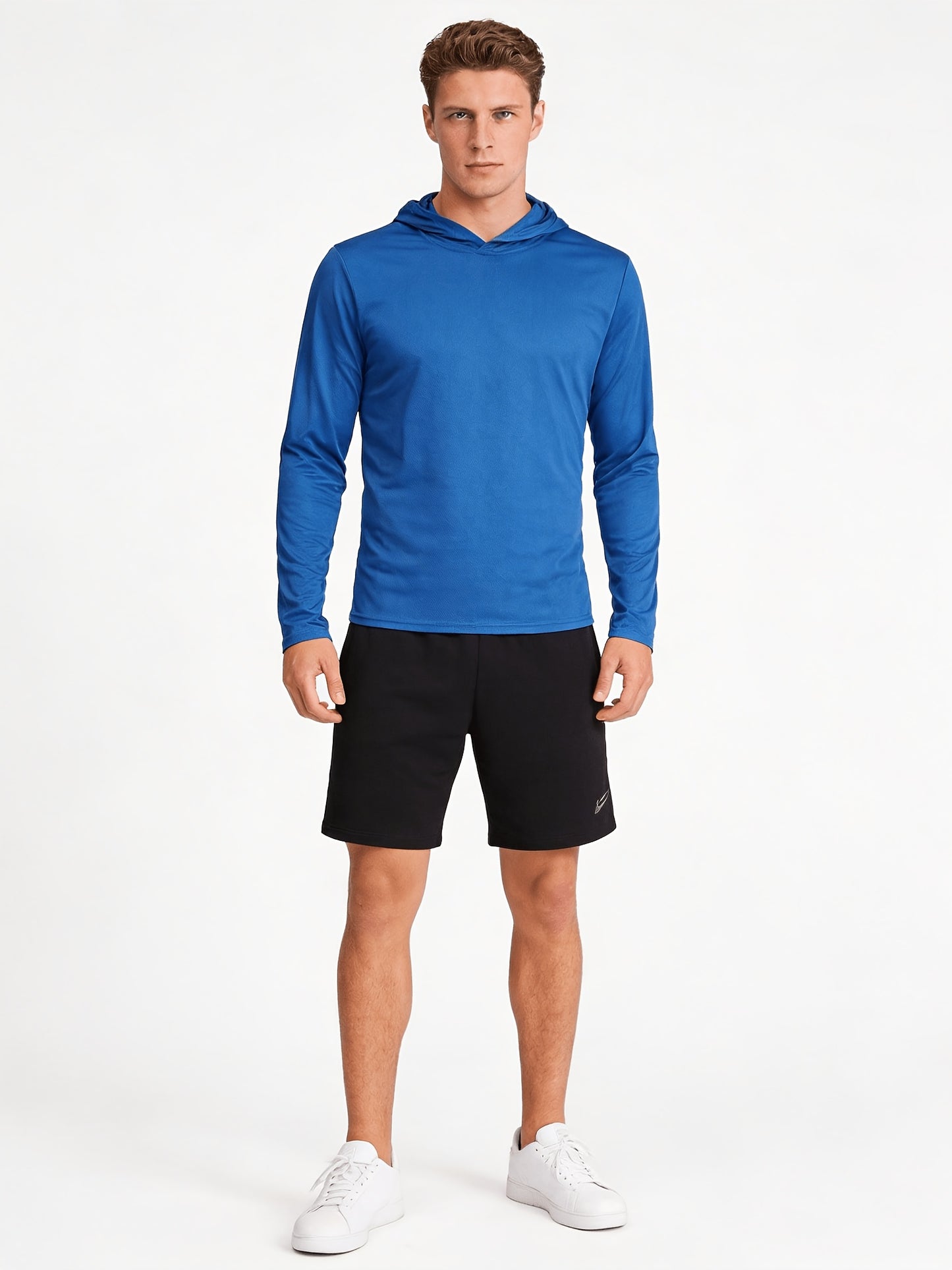 6-Pc Men'S Long-Sleeve Solid Color Hooded Comfort T-Shirt, Made of Soft And Breathable Fabric, Plus Size