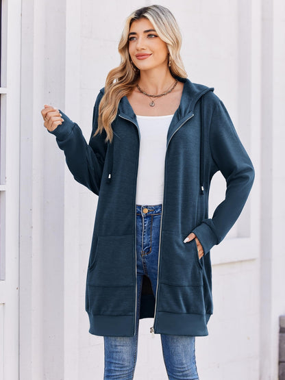 Zip Up Hoodies for Women Long Sleeve Oversized Sweatshirts Casual Lightweight Fleece Jackets with Pockets