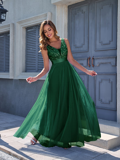 Women'S Dress Embroidery Design V-Neck Sleeveless Long Dress Wedding Dresses for Women for Engagement Wedding Evening Party Dancing Performance Date Daily Valentine'S Day New Year Various Occasions Mesh Long Dress