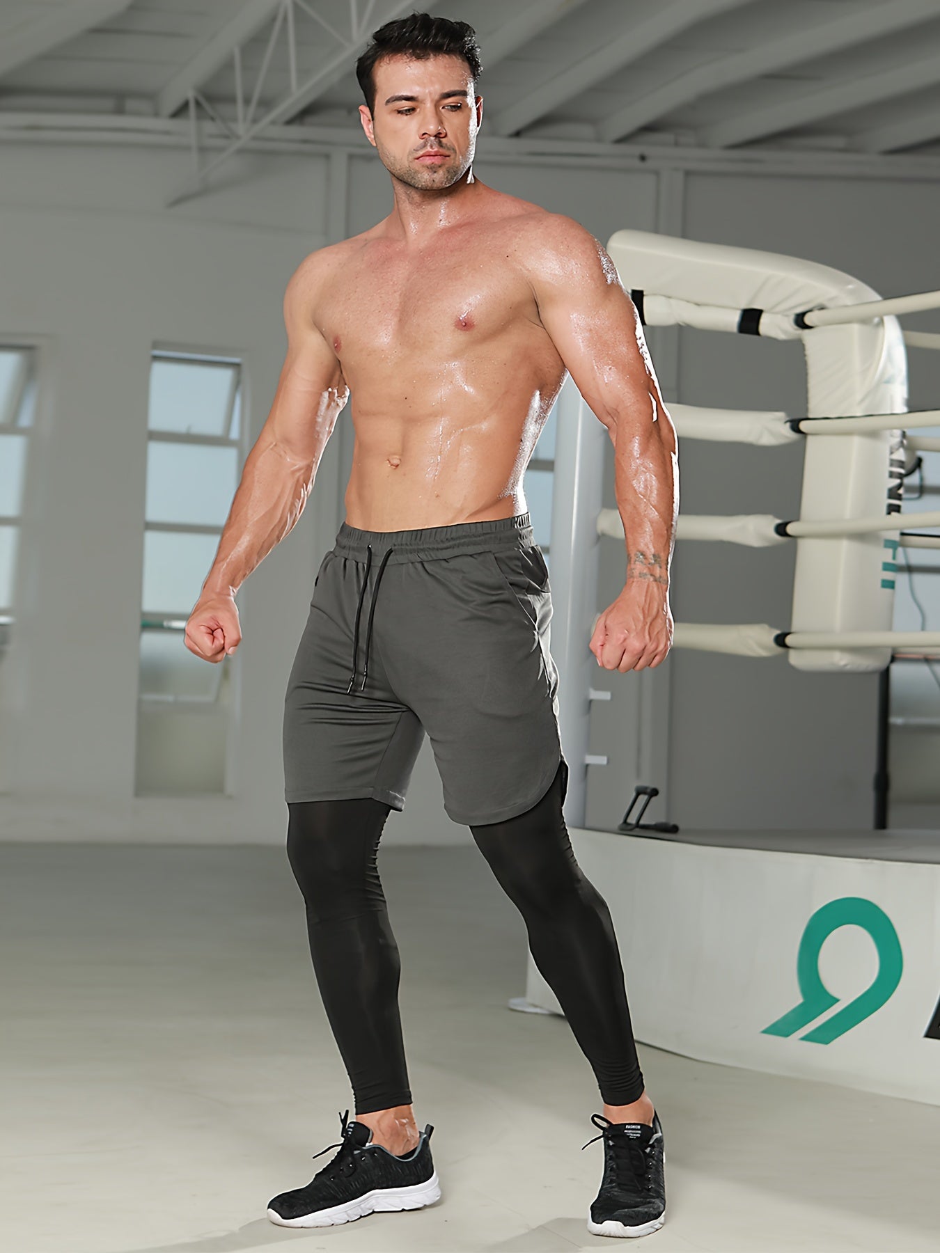 Set of 2 Men'S 2-In-1 Running And Workout Pants Designed for Gym Use, Featuring a Towel Loop