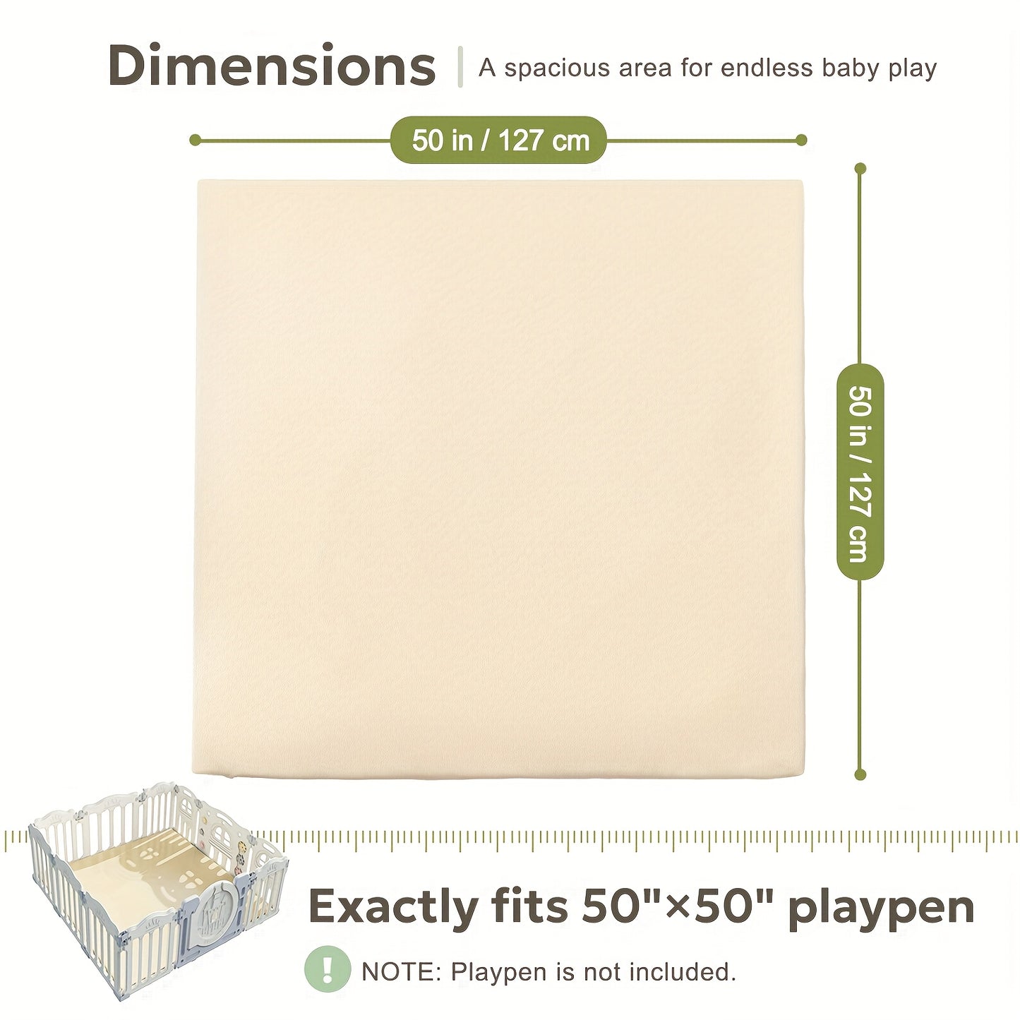 Baby Mat for Floor, Thick Soft Non-Toxic Vegan Leather Baby Play Mat, Waterproof Foam Play Mat, Padded Play Mat for Baby, 50X50 Playpen Mat, Infant Playmat for Baby Girls And Boys, Foam Play Mat, Padded Play Mat for Baby And Kids