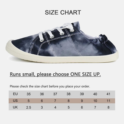 Tie-Dye Low Top Canvas Sneakers For Women Slip On Lace Up Flats