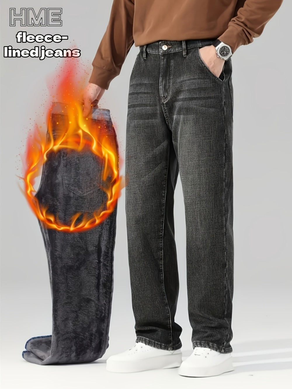 Men's Straight Leg Jeans - Classic Wash Clean Finish Streetwear 689061
