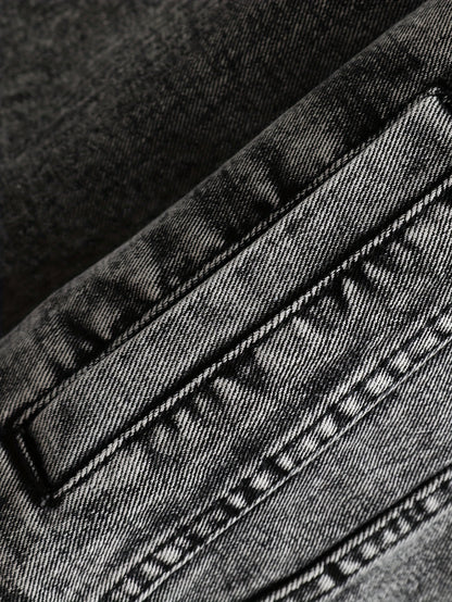 Men's Casual Thick Denim Jacket | Non-Stretch Fabric, Single Breasted, Regular Fit, Long Sleeve, Button Closure, Solid Color with Pockets
