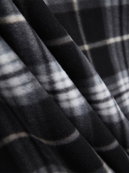 Men's Heavyweight Sweater Hooded Jacket - Full Zip Thick Snow Mountain Lined Flannel Plaid Shirt with Pockets, Casual Style, Perfect for Autumn and Winter, Hooded Collar, Regular Fit, Plaid Pattern, Men's Jacket