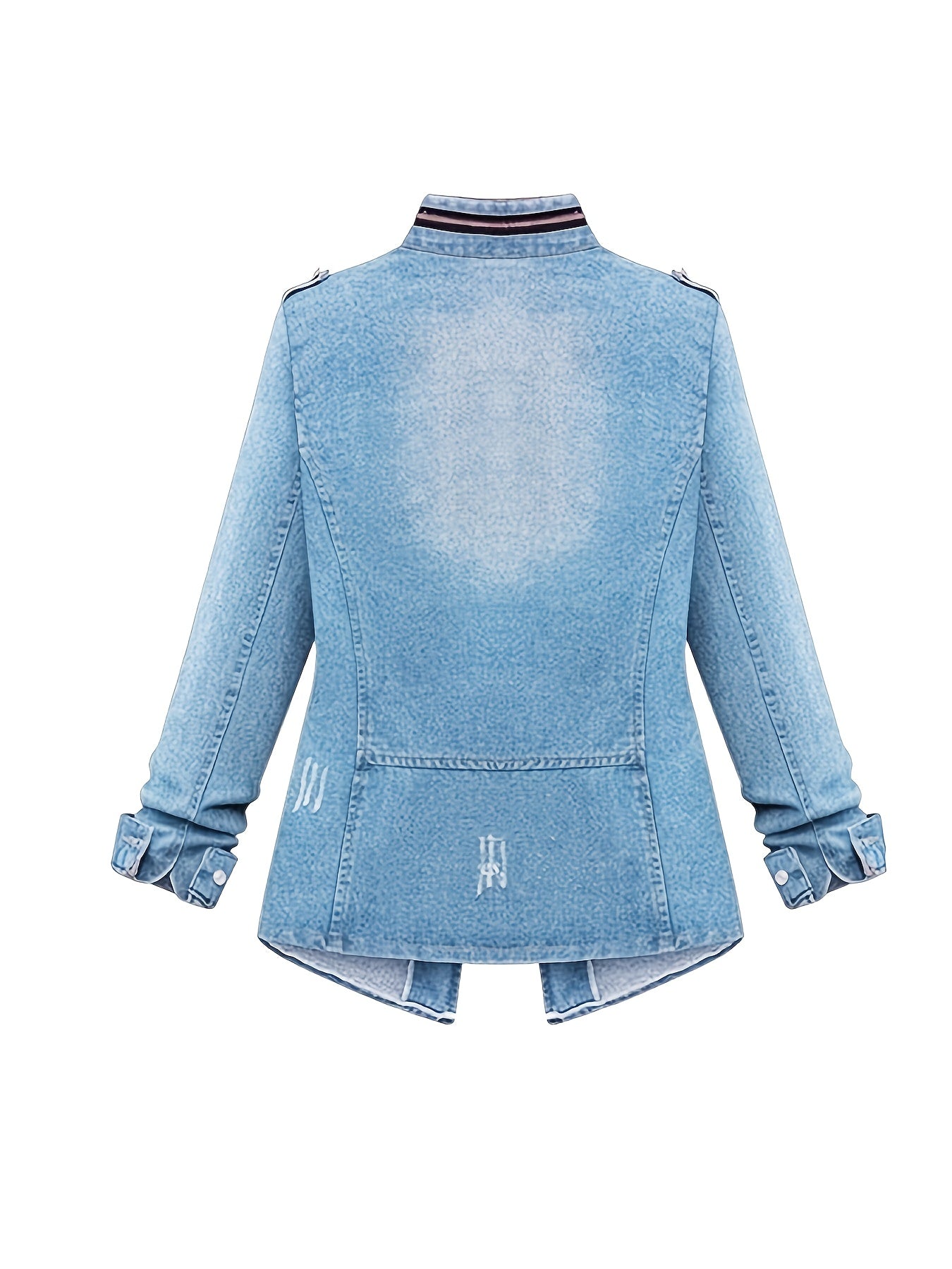 1pc Women's Short Round Neck Three - Quarter Sleeve Light Blue Denim Jacket | Casual Stylish for Daily Outfits, Shopping & Spring - Autumn Wear | Size S - XXL
