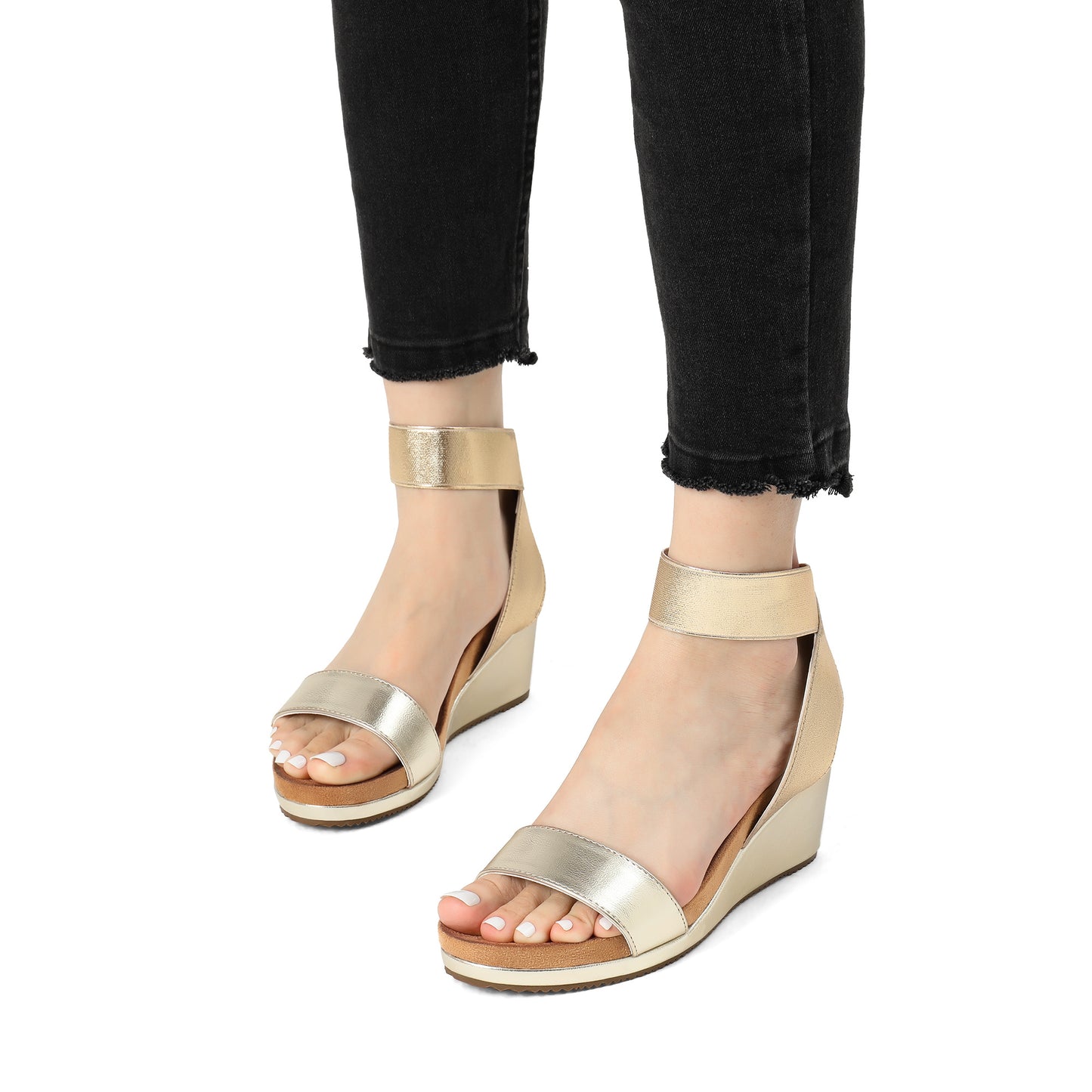 Womens Open Toe Elastic Ankle Strap Platform Wedge Sandal Summer Shoes, Stable Durable, Comfy Soft, Simple Chic, Casual, for party, dance, shopping, walk, office, beach