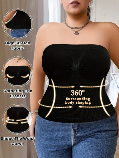 3-Pack Women'S Plus Size Waist Shaping Comfortable & Breathable Tube Top With Built-in Bra