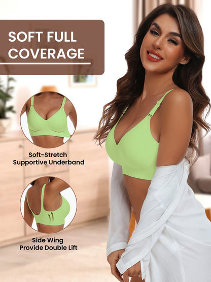 Seamless Wireless Push-Up Bra-V Neck Design, Comfortable, Supportive Intimate Apparel for Women