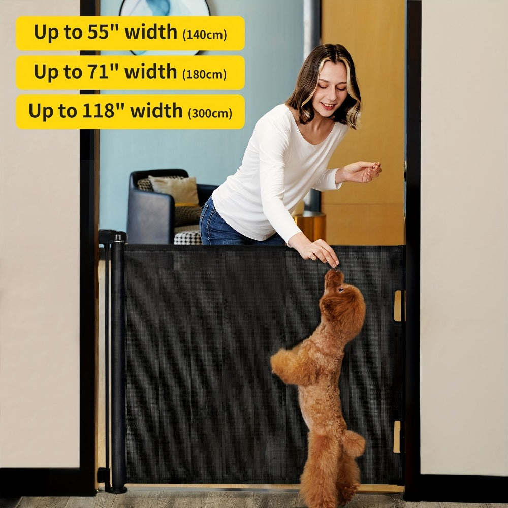 Retractable Mesh Safety Gate - 33/41 Inch Tall - Hardware-mounted expandable mesh design