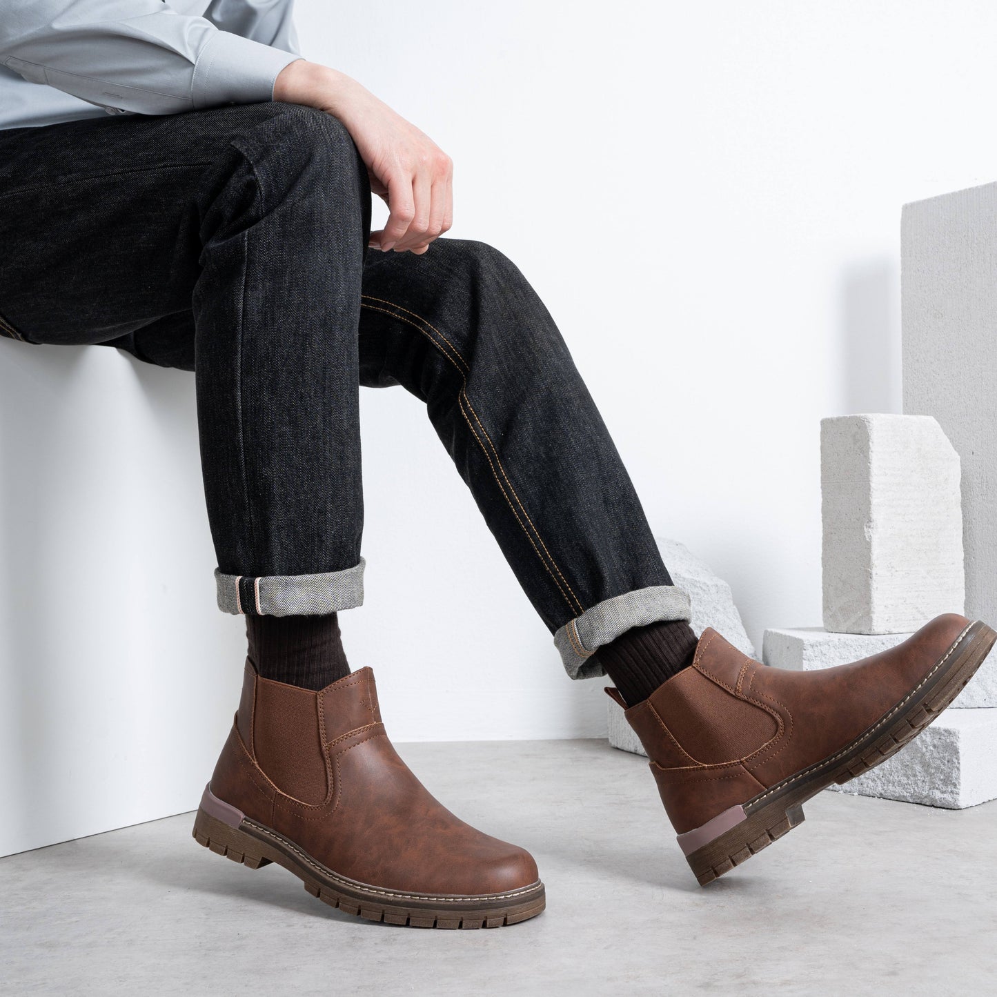 Boots Casual Slip On Ankle High Quality Mens Boots