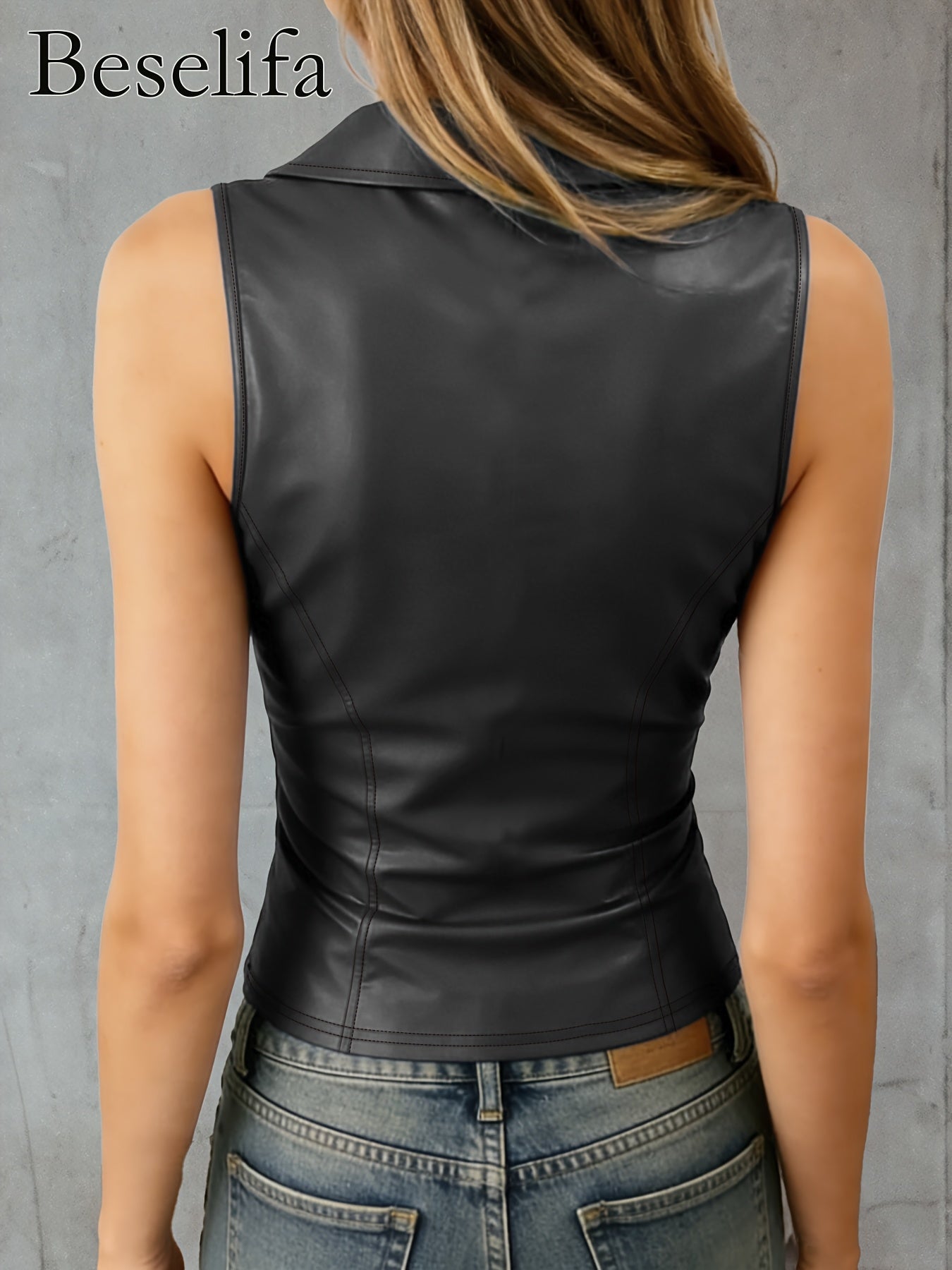 Ladies Lapel Sleeveless Slim Fit Casual Versatile Elegant Vest | Suitable for Daily Wear, Casual Dates, Parties, Solid Color, Zipper Detail, Spring/Summer Season