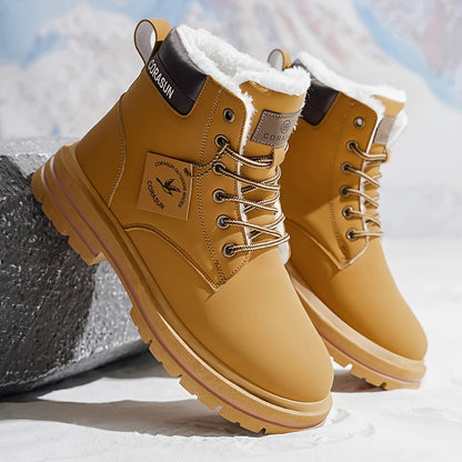 Men's Winter Boots, Anti-slip And High Quality Lined Warm Outdoor Classic Snow Boots, Large Size Available, Khaki/black, Warm Lined Ankle Boots, Shoes, Suitable for Outdoor Hiking, Camping, Autumn And Winter Weather