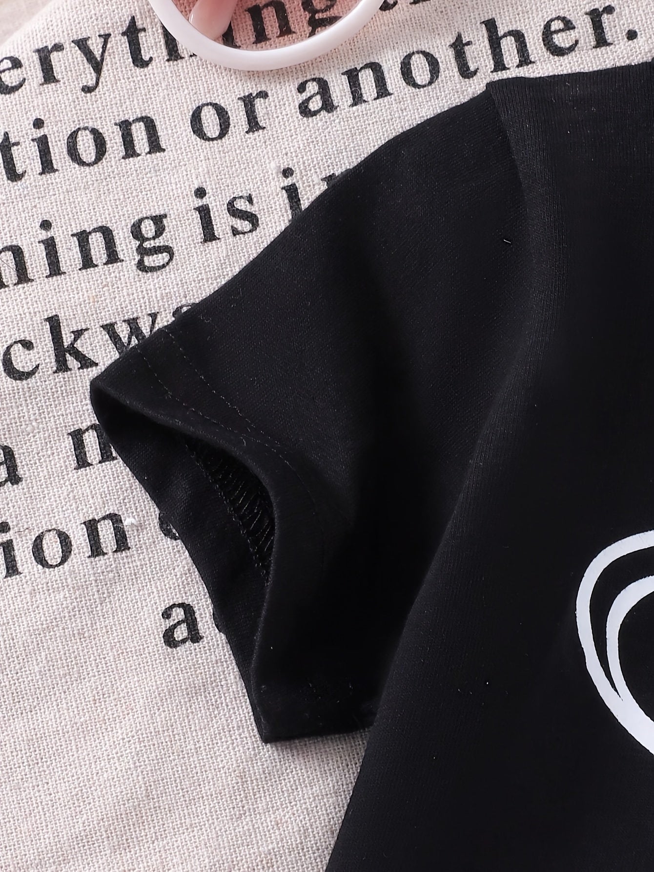 Girls' Black Denim Printed Short-Sleeve Pants - product view 12