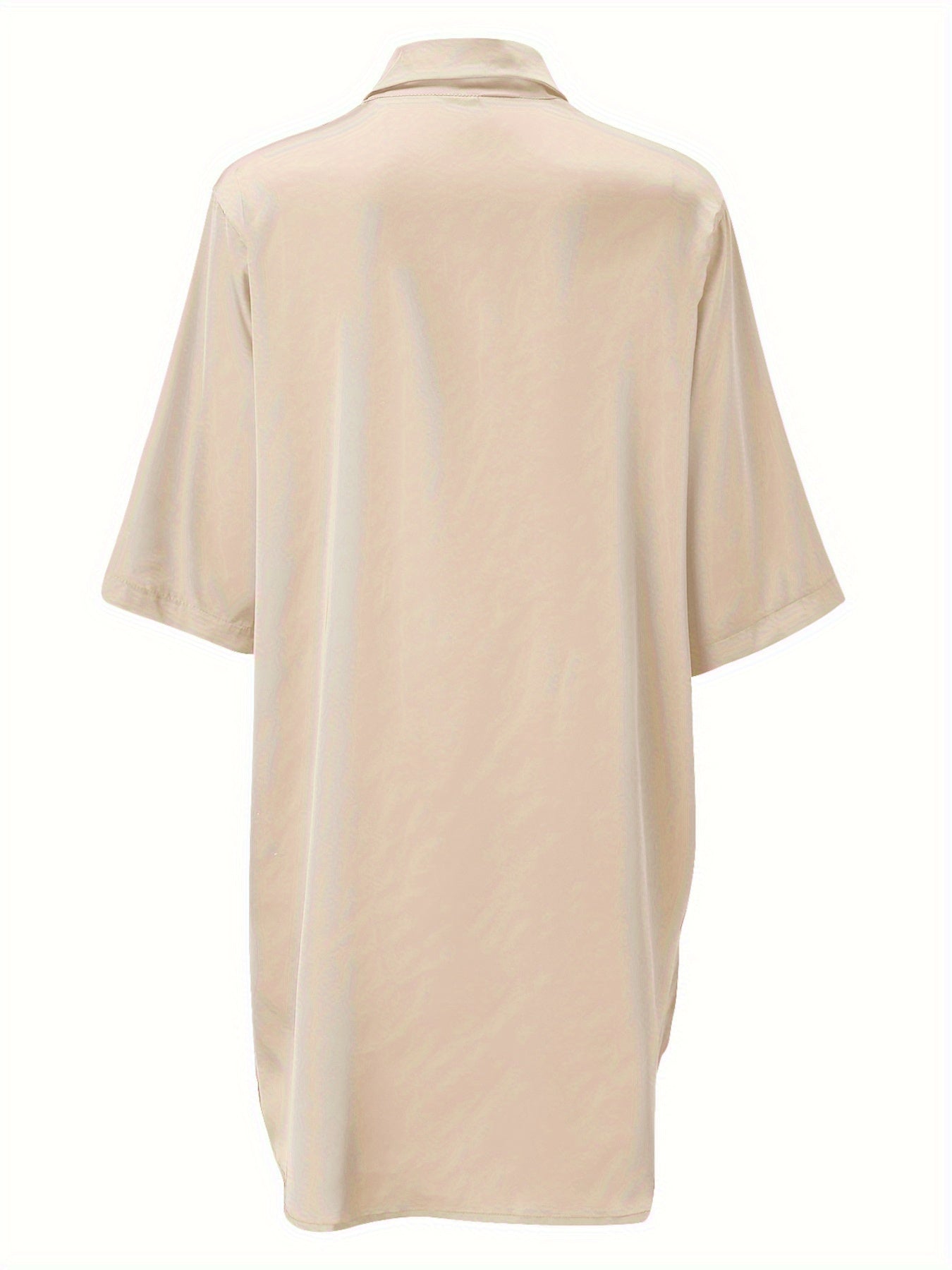 European And American Solid Color Sexy Shirt for Women Comfortable And Smooth Home Wear Long Pajamas