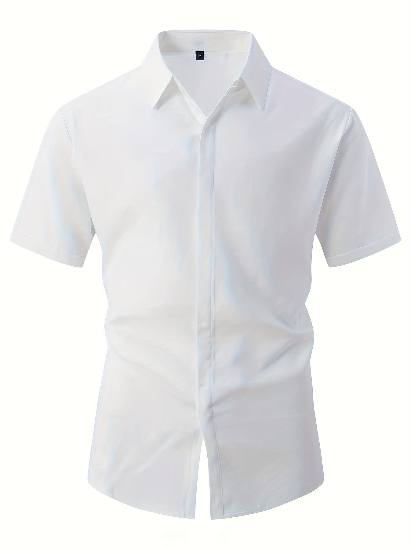 Men's Plus Size Double Placket Short Sleeve High Quality Shirt, Suitable for All Seasons, Home Short Sleeve Turn Collar Shirt, PLUS SIZE