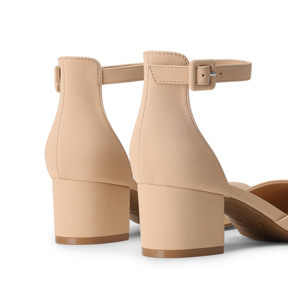 Women's Closed Round Toe Low Block Heels Ankle Strap Chunky Heel Pumps Dress Wedding Office Party Shoes Closed Toe Heels for Women Heels Closed Round Toe Chunky Block Pumps Shoes
