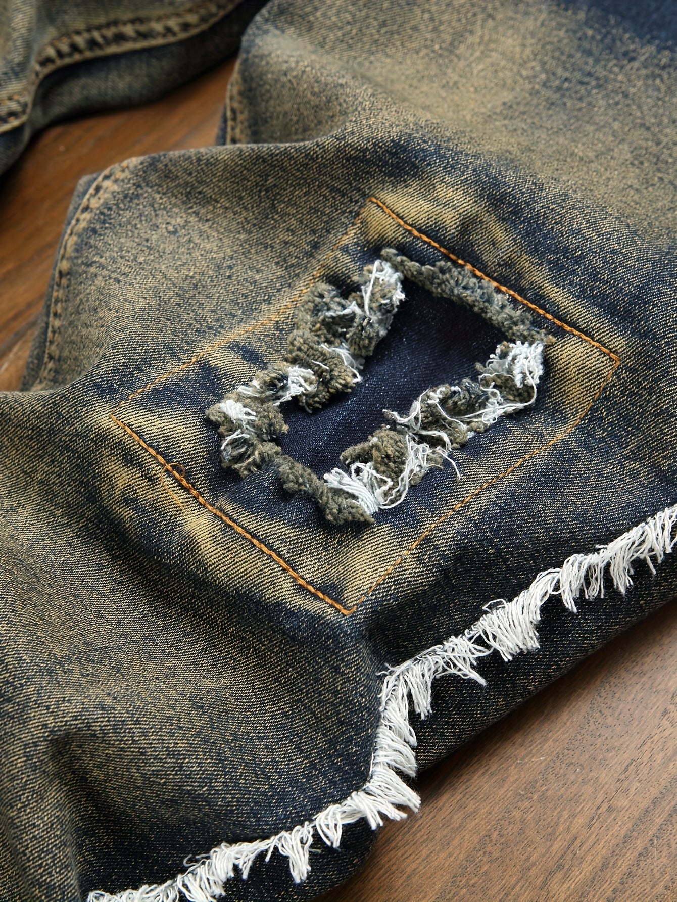 New Type Of Patch Holes Flow Fashion Fried Dyeing Elastic Men Casual Jeans