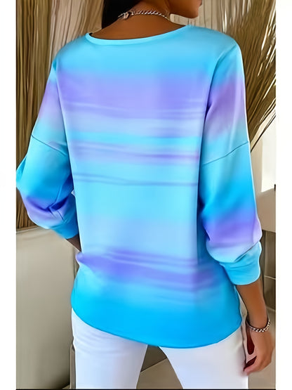 (Mother'S Day) Women'S Gradient Print Long Sleeve Casual Top