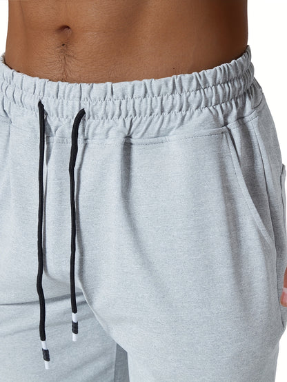 3pcs Men's Jogger Sweatpants - Ultra-Elastic Gym Pants with Deep Side Pockets, Mid-Rise Athletic Workout Bottoms, Solid Color Casual & Training Wear, Machine Washable (Regular Fit) - Bulk Pack for Running, Gym, Everyday Use - Easy Care &